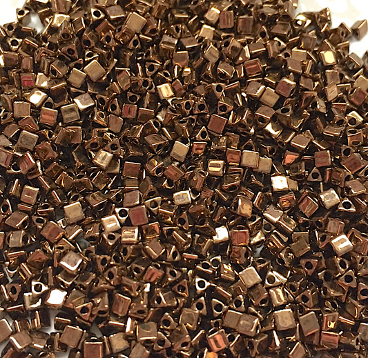 Metallic Dark Bronze 10/0 Sharp Triangle Beads STR10-457 - 10 grams