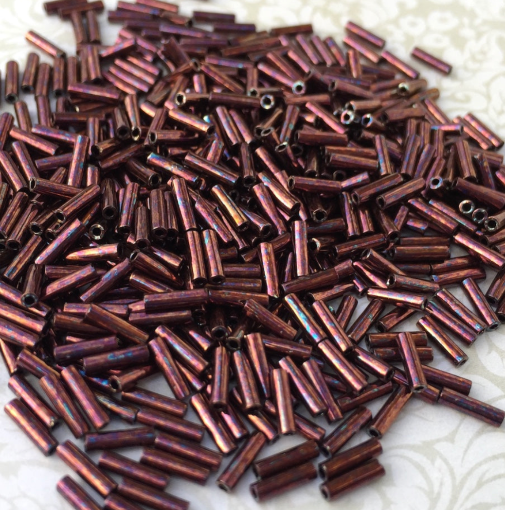 Metallic Dark Raspberry 6mm Miyuki Bugle Beads BGL2-9460 - 10 grams