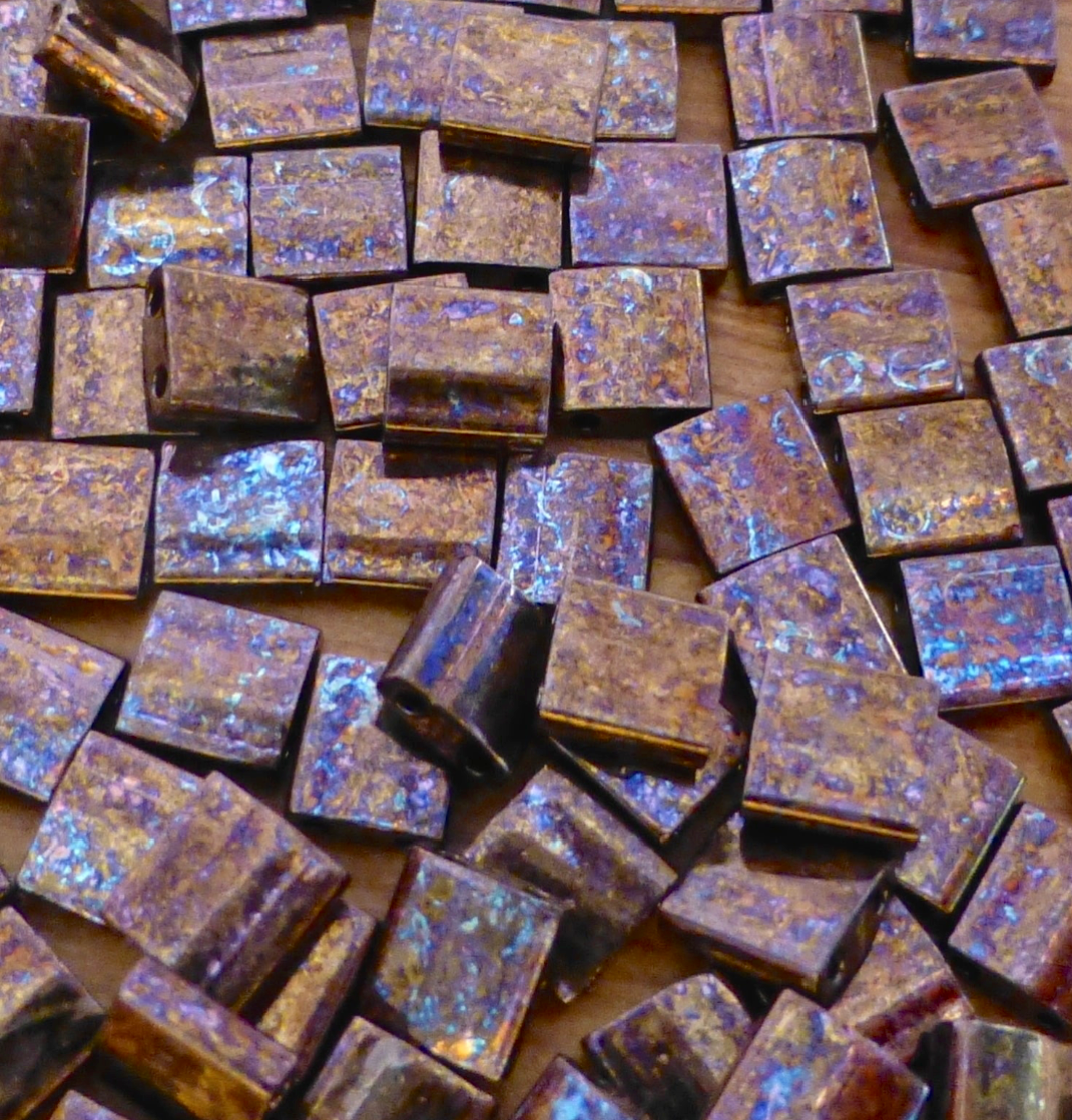 Metallic Dark Raspberry Iris Miyuki Tila Beads 7.2 gram in tube