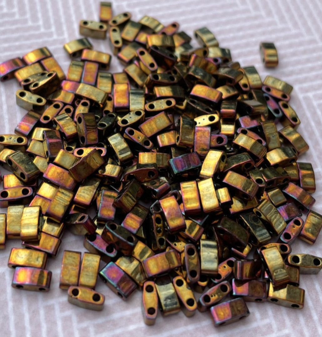 Metallic Gold Iris Miyuki Half Tila Beads - 8 grams
