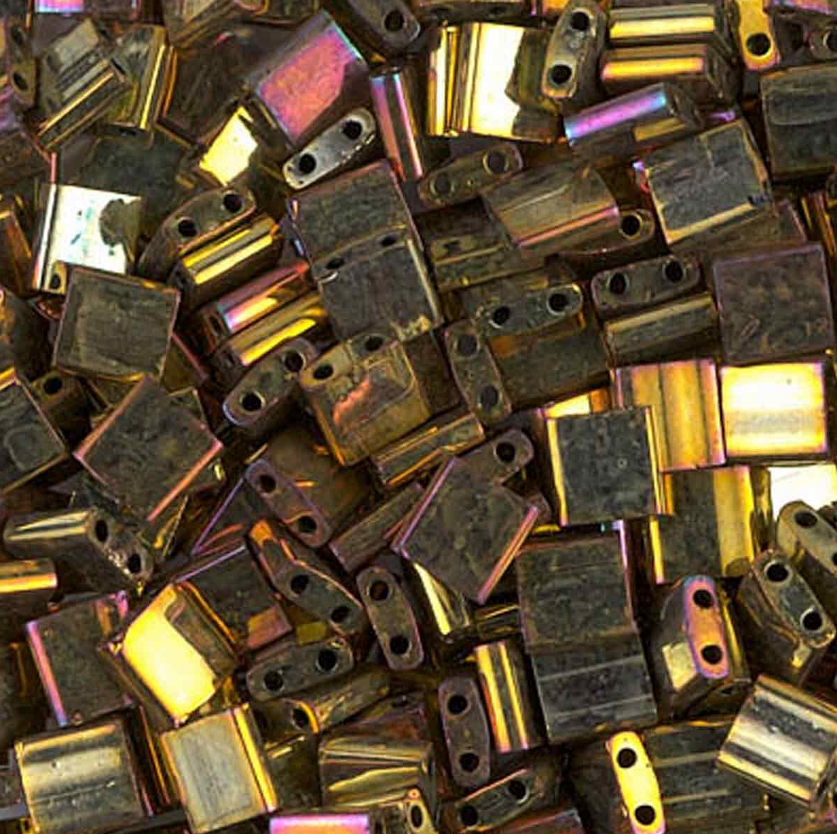 Metallic Gold Iris Miyuki Tila Beads 7.2 gram in tube