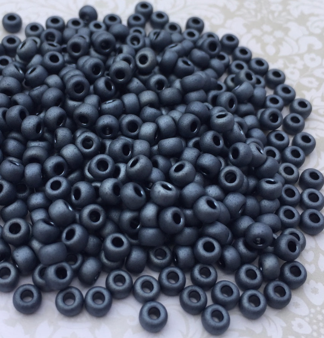 Metallic Matte Gunmetal 6-1254 Miyuki 6/0 Round Japanese Seed Beads - 20 grams