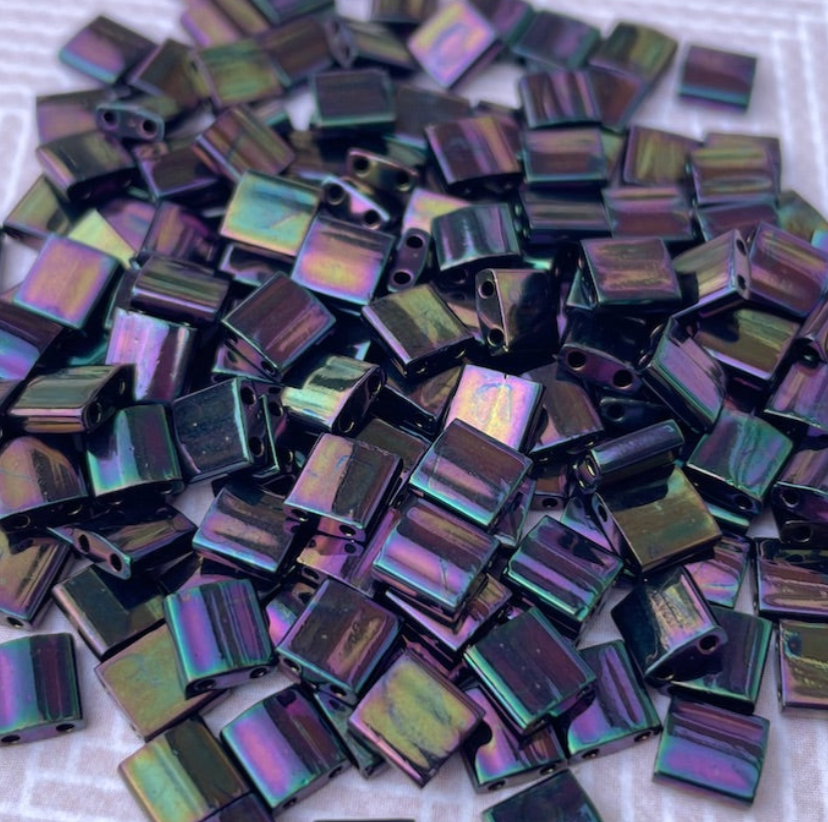 Metallic Purple Iris Miyuki Tila Beads 8 grams