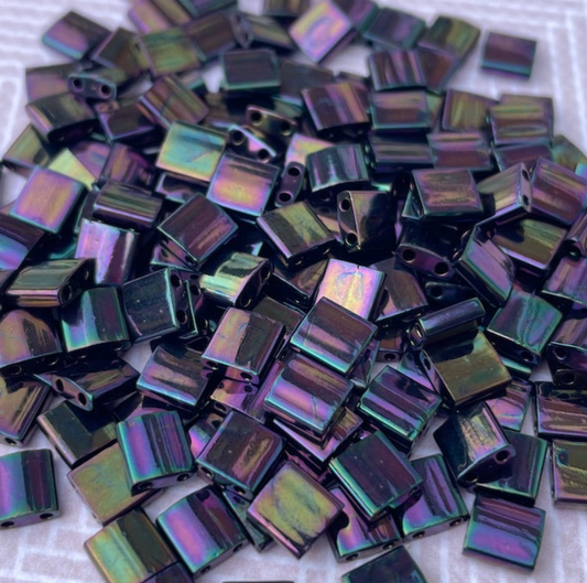 Metallic Purple Iris Miyuki Tila Beads 8 grams