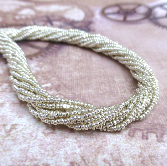 Metallic Silver Glass Seed Beads 13/0 Charlotte 6 Strands