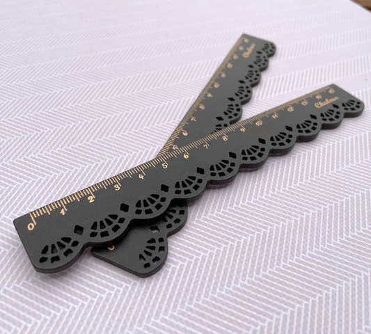 Metric Scalloped Edge Wooden Ruler Photo Prop - Pack of 2