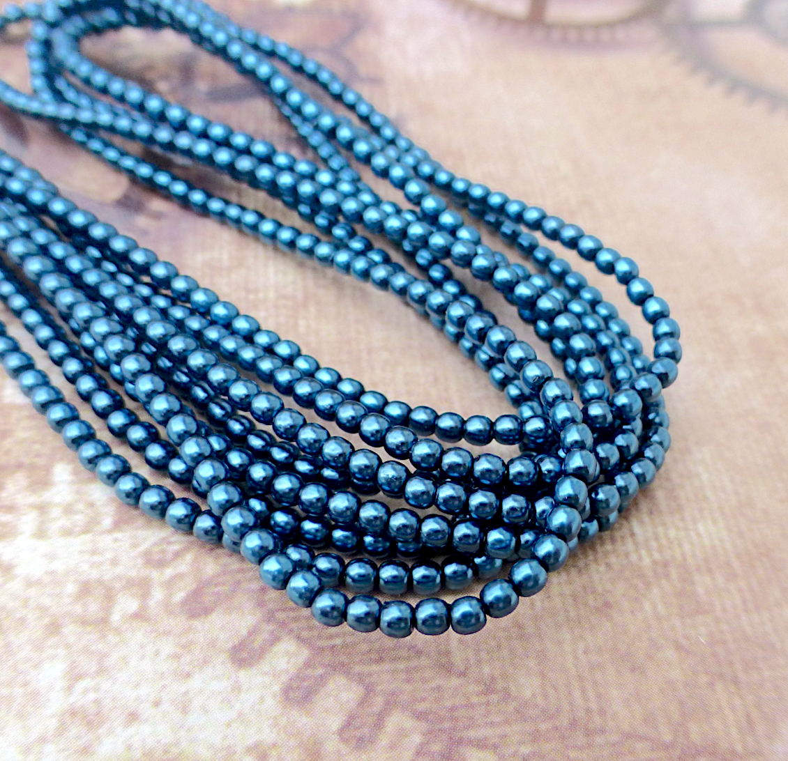 Montana Round Czech Glass Pearls 2mm Strand of 150 beads