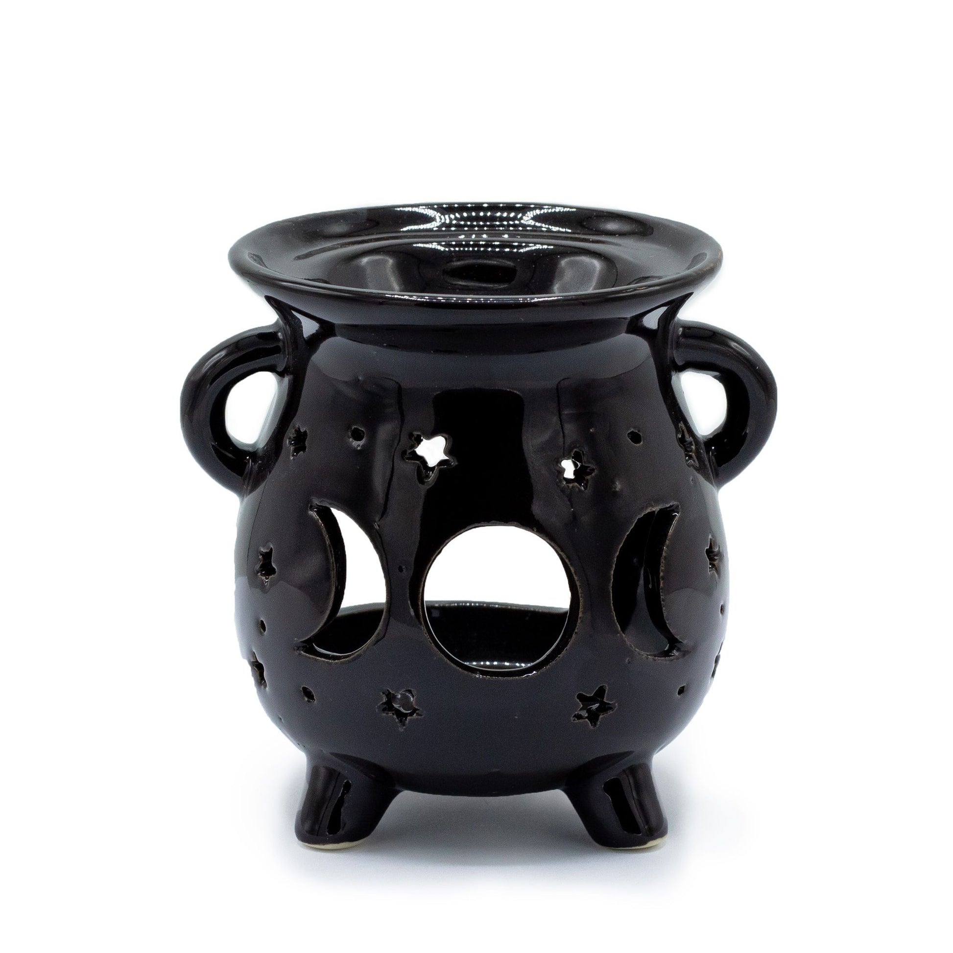 Moon Phase Black Cauldron Oil Burner
