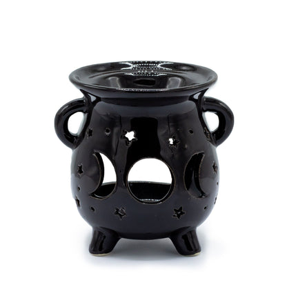 Moon Phase Black Cauldron Oil Burner
