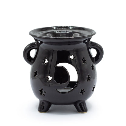 Moon and Stars Black Cauldron Oil Burner