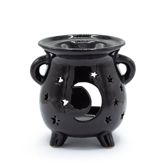Moon and Stars Black Cauldron Oil Burner