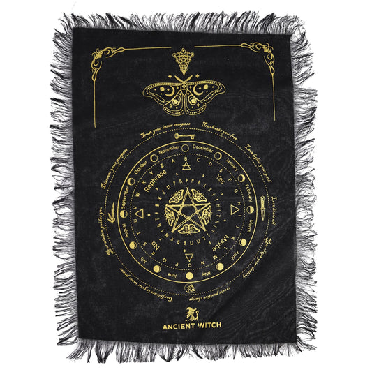 Mystic Moth Pendulum Divination Cloth Black & Gold