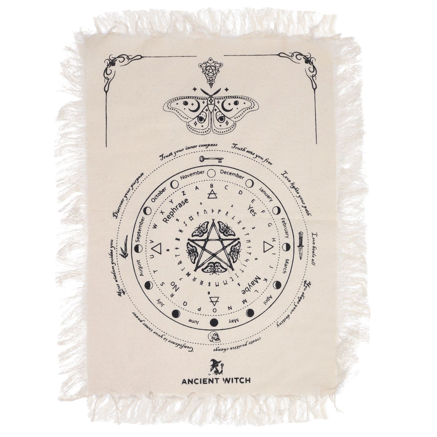 Mystic Moth Pendulum Divination Cloth Natural & Black