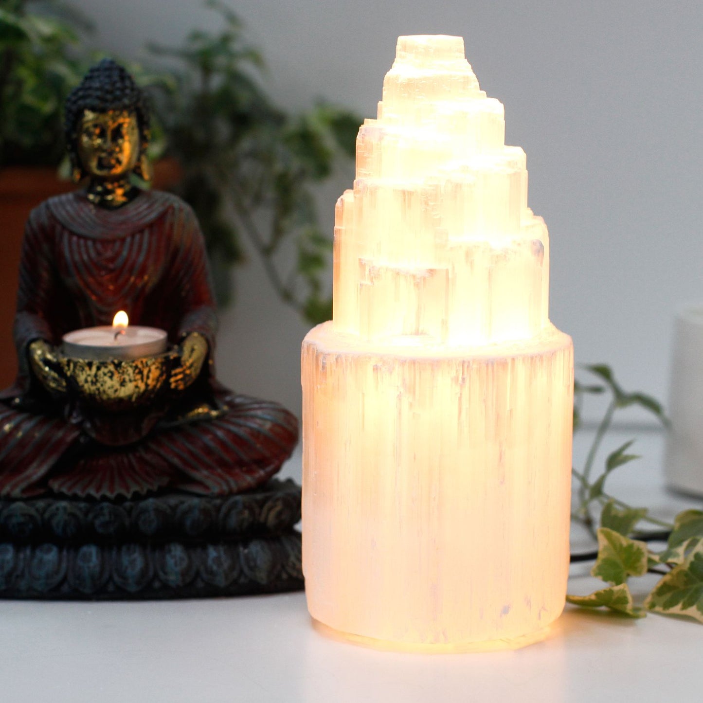 Natural Cleansing Selenite Tower Lamp - 20 cm