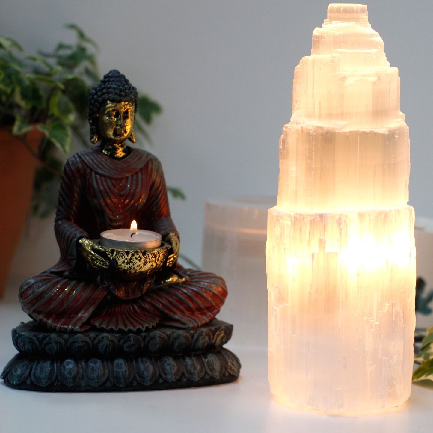 Natural Cleansing Selenite Tower Lamp - 25 cm
