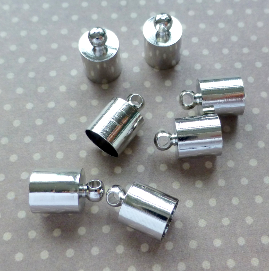 Necklace End Tips Cord End Tips Silver Tone Pack of 20