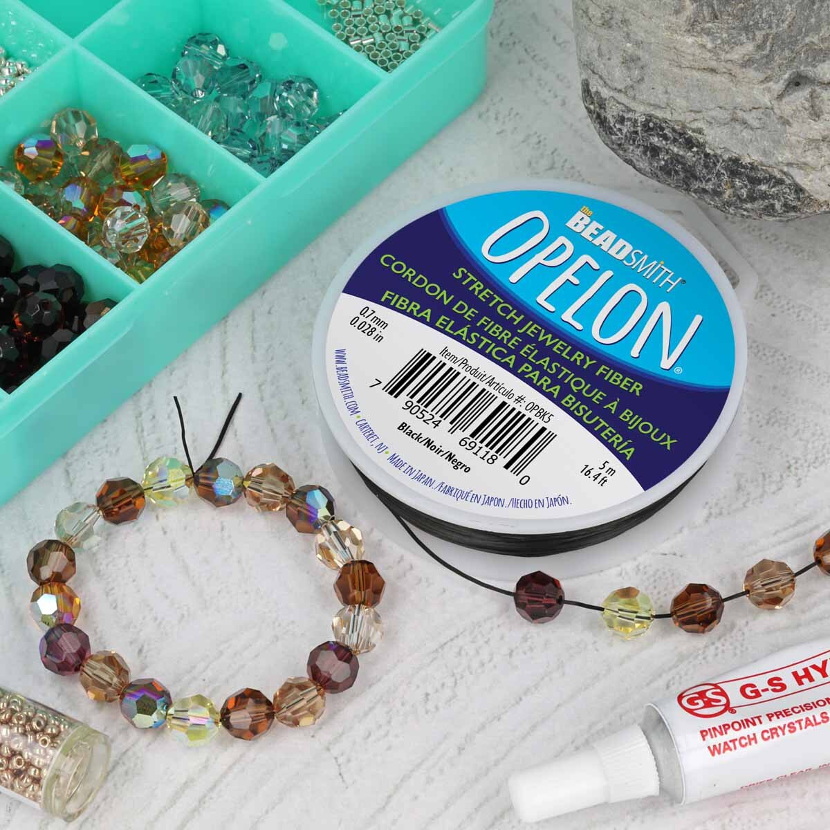 Black Opelon 0.7mm Elastic Thread Stretch Jewellery Cord 5 meters