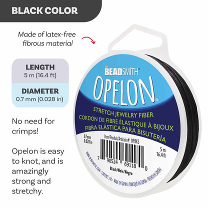 Black Opelon 0.7mm Elastic Thread Stretch Jewellery Cord 5 meters