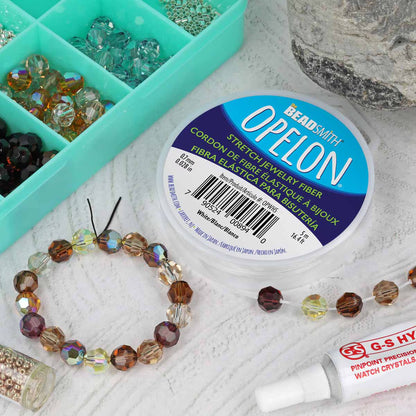 White Opelon 0.7mm Elastic Thread Stretch Jewellery Cord 5 meters