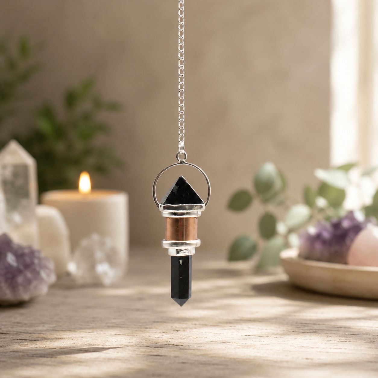 Obsidian Copper Pendulum The Night Watcher