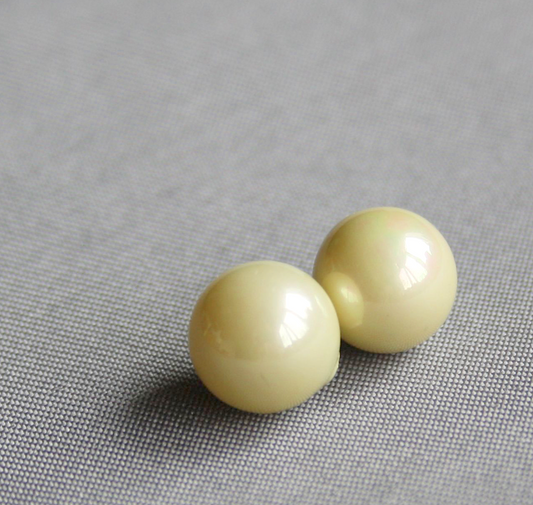 Ochre 8 mm Half Drilled Round South Sea Shell Beads - One Pair