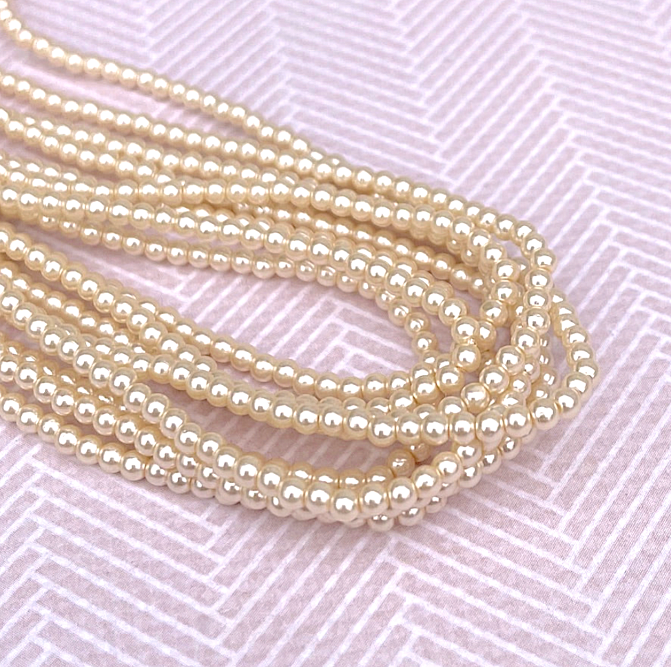 Old Lace Round Czech Glass Pearls 2mm Strand of 150 beads