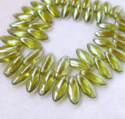 Olivine One Hole Dagger Beads - Pack of 20 Beads