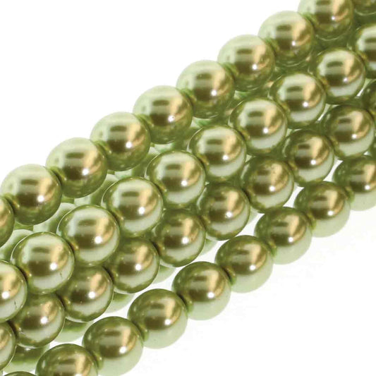 Olivine Round Czech Glass Pearls 6mm Strand of 75 beads
