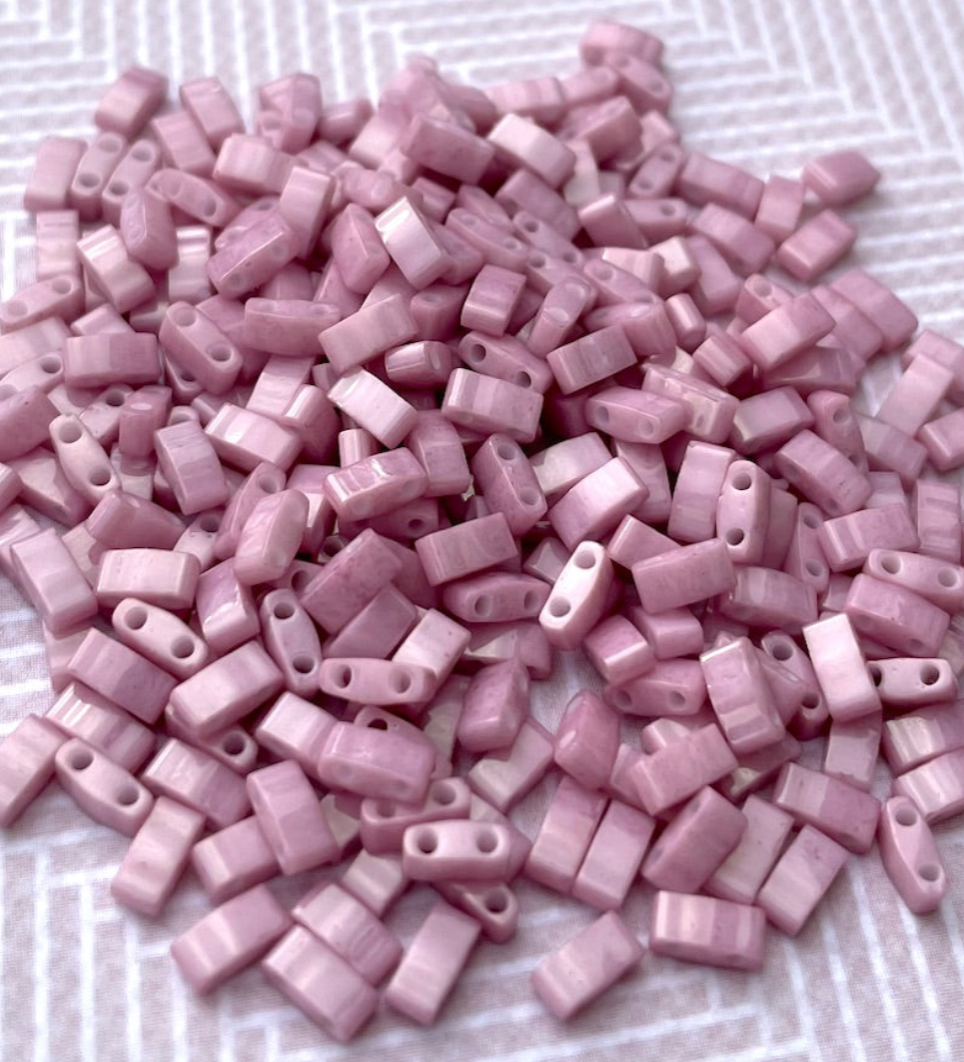 Opaque Antique Rose Luster Miyuki Half Tila Beads - 8 grams