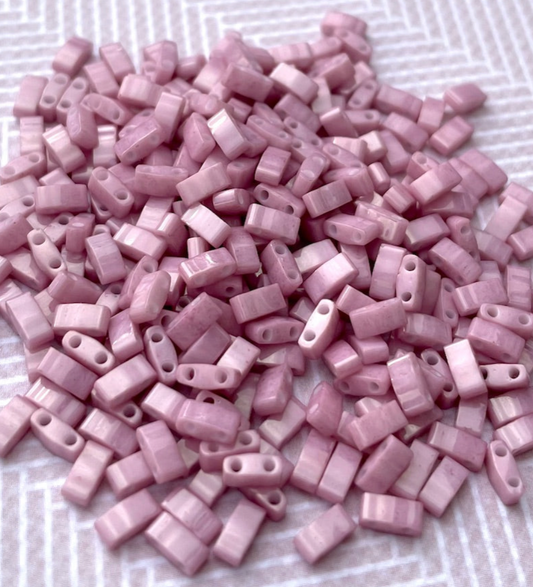 Opaque Antique Rose Luster Miyuki Half Tila Beads - 8 grams
