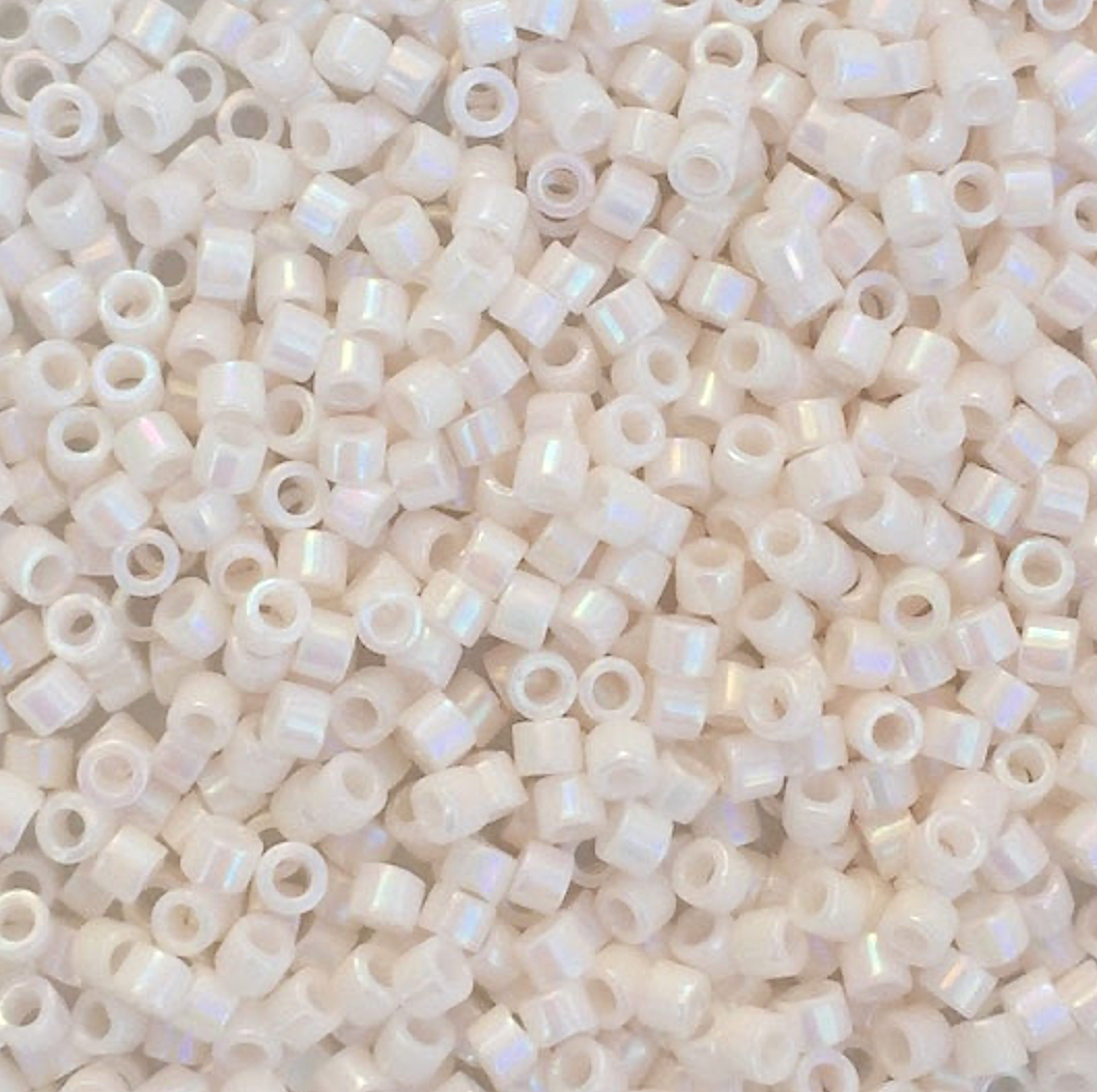 Opaque Bisque White AB DB1500 Miyuki Delica 11/0 Japanese Cylinder Beads 10 grams