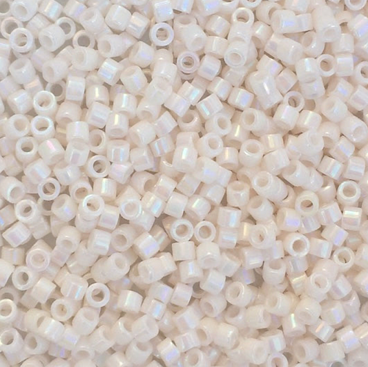Opaque Bisque White AB DB1500 Miyuki Delica 11/0 Japanese Cylinder Beads 10 grams
