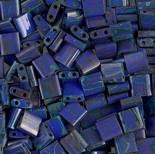 Opaque Cobalt Picasso Miyuki Tila Beads 8 grams