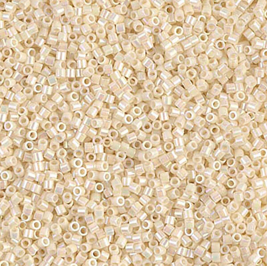 Opaque Cream AB DBS0157 Miyuki Delica 15/0 Japanese Cylinder Beads 7 grams