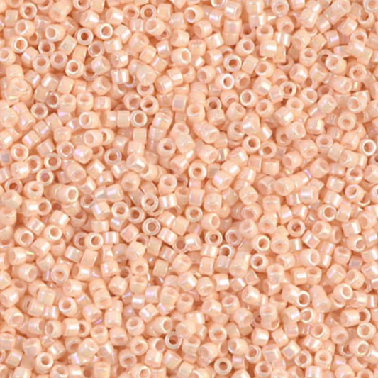 Opaque Light Peach AB DB1502 Miyuki Delica 11/0 Japanese Cylinder Beads 10 grams