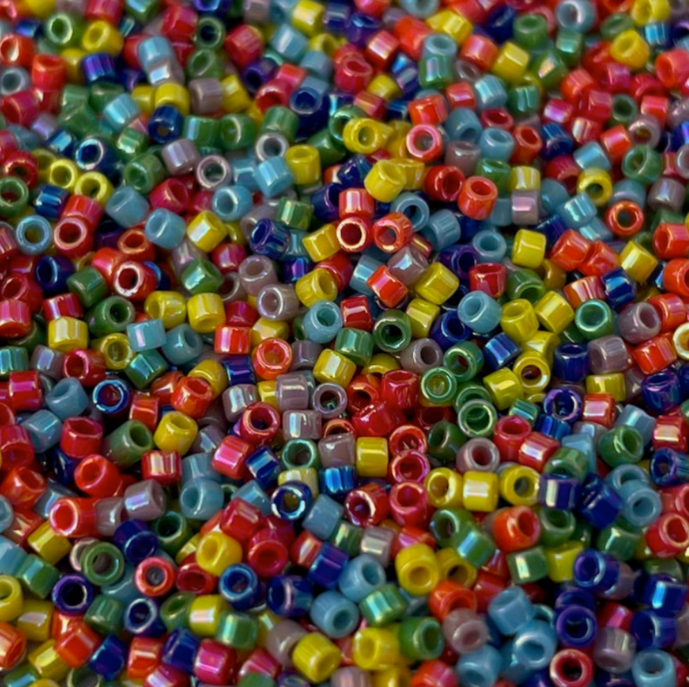 Opaque Rainbow AB DBM-MIX44 Miyuki Delica 10/0 Japanese Cylinder Beads 10 grams