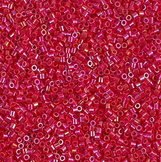 Opaque Red AB DBS0162 Miyuki Delica 15/0 Japanese Cylinder Beads 7 grams