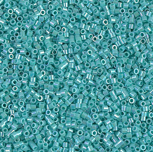 Opaque Turquoise AB DBS0166 Miyuki Delica 15/0 Japanese Cylinder Beads 7 grams