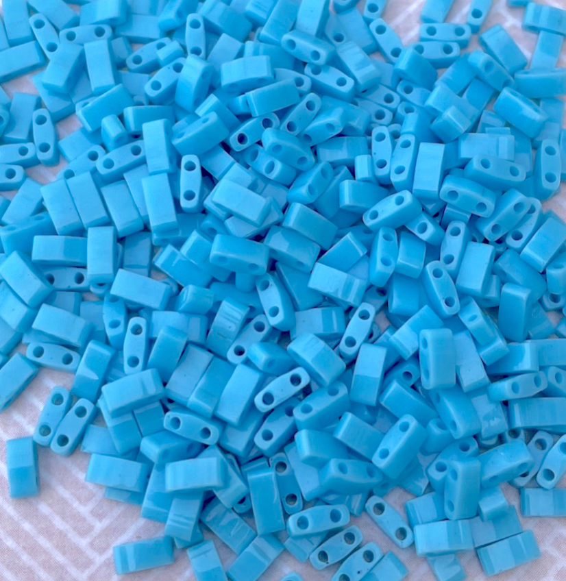 Opaque Turquoise Blue Miyuki Half Tila Beads - 8 grams