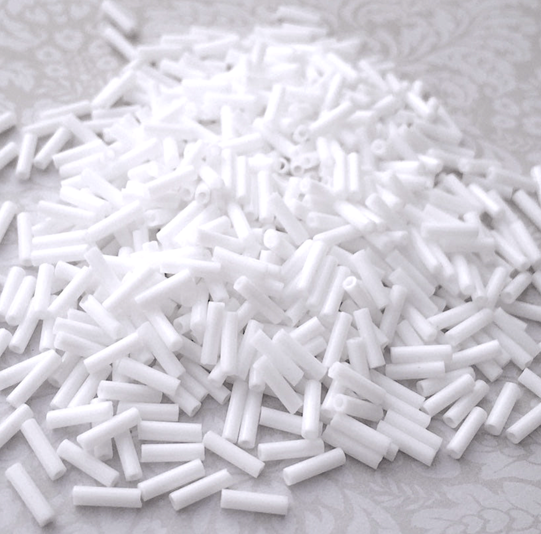 Opaque White 6mm Miyuki Bugle Beads BGL2-9049 - 10 grams