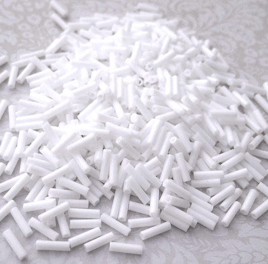 Opaque White 6mm Miyuki Bugle Beads BGL2-9049 - 10 grams
