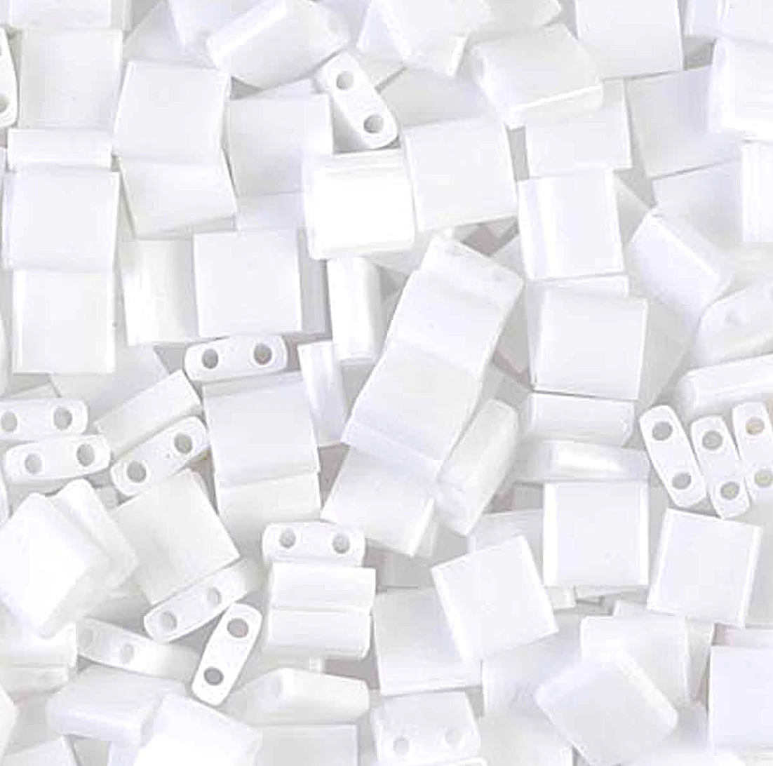 Opaque White Miyuki Tila Beads 8 grams