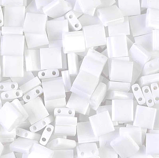 Opaque White Miyuki Tila Beads 8 grams