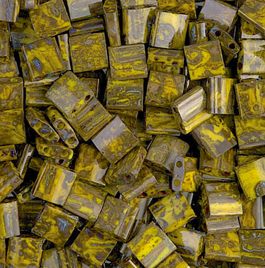 Opaque Yellow Picasso Miyuki Tila Beads 8 grams