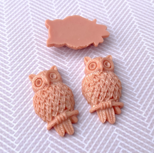 Owl Resin Pink Cabochon - Pack of 4