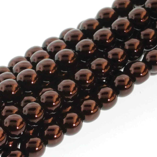 Bronze Round Czech Glass Pearls 6mm Strand of 75 beads