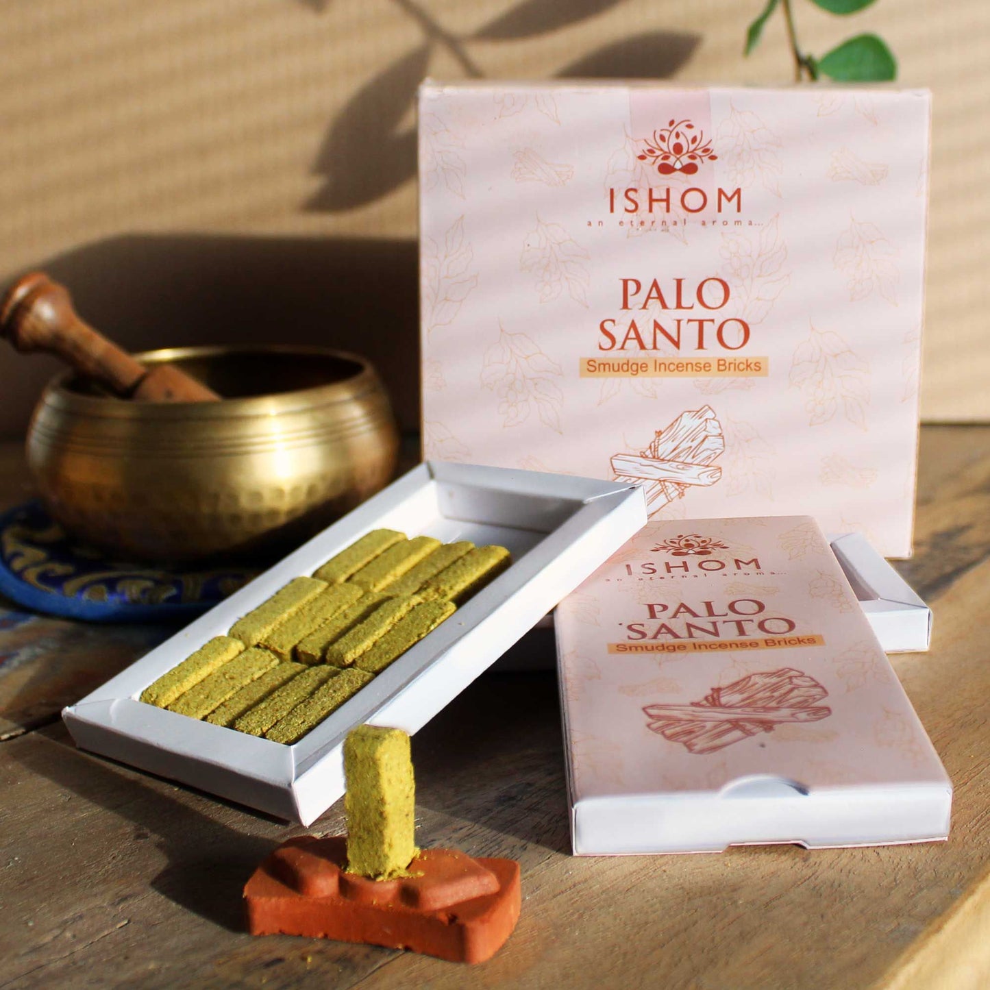 Palo Santo Natural Incense Smudge Bricks and Burner Pack of 15