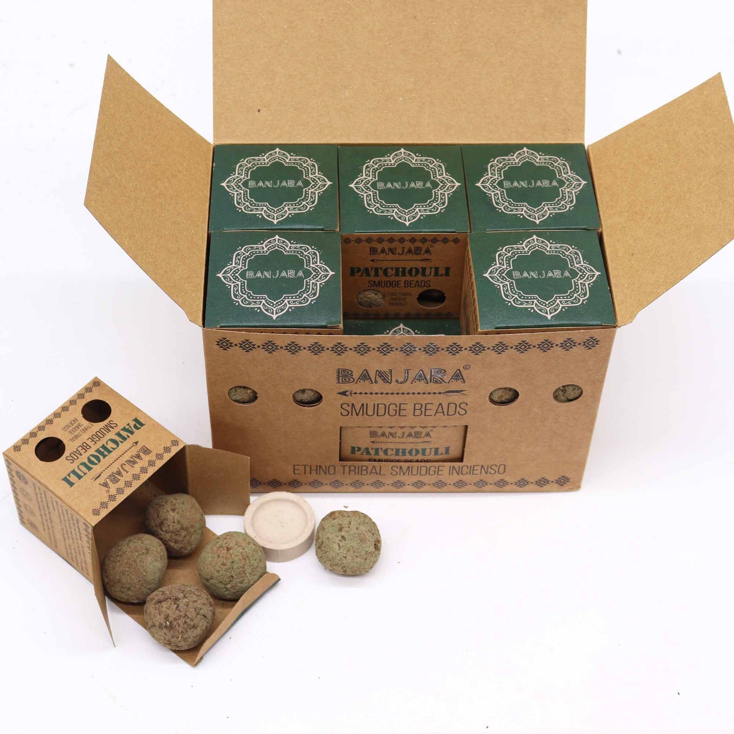Patchouli Banjara Smudge Beads and Bead Holder