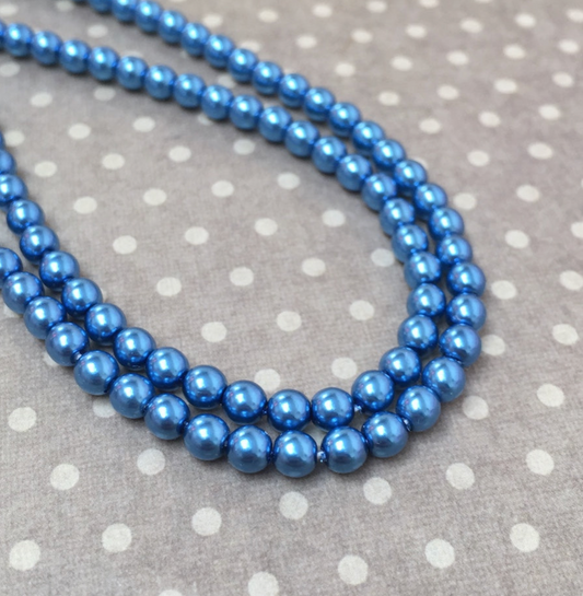 Persian Blue Round Czech Glass Pearls 4mm Strand of 120 beads