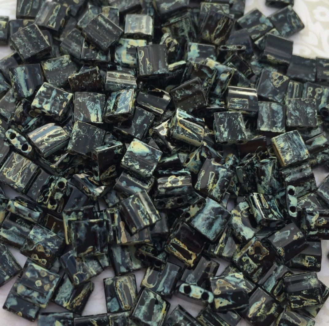 Picasso Smoky Black Matte Miyuki Tila Beads 8 grams